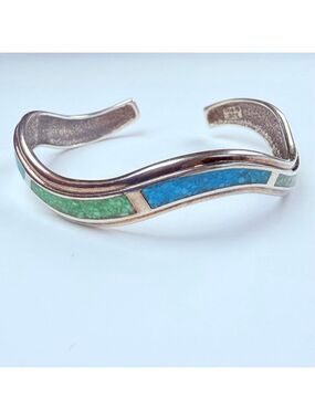 Coleman Black Hills Southwestern Turquoise 925 Sterling Silver Cuff Bracelet